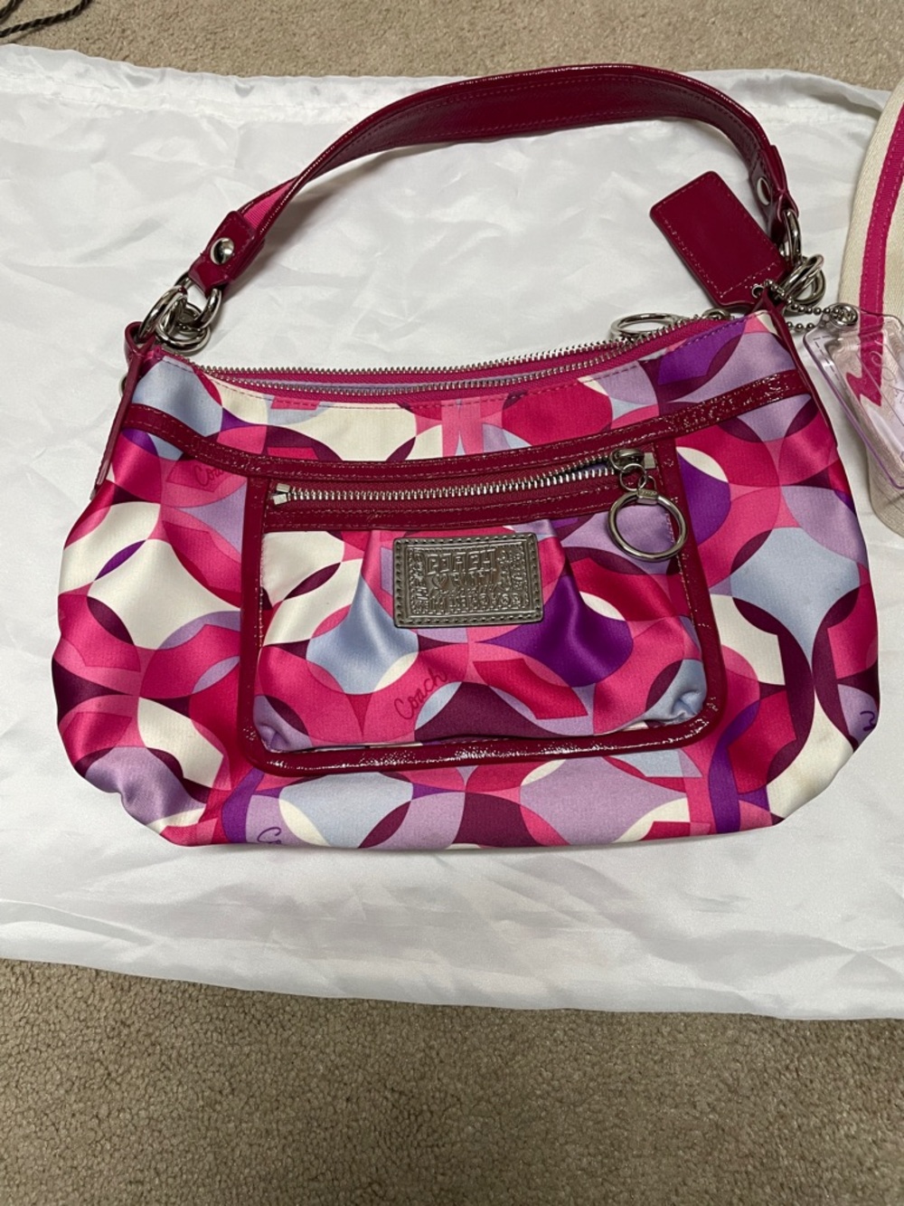 Coach Multicolor Pink Geometric Shoulder Bag Poppy